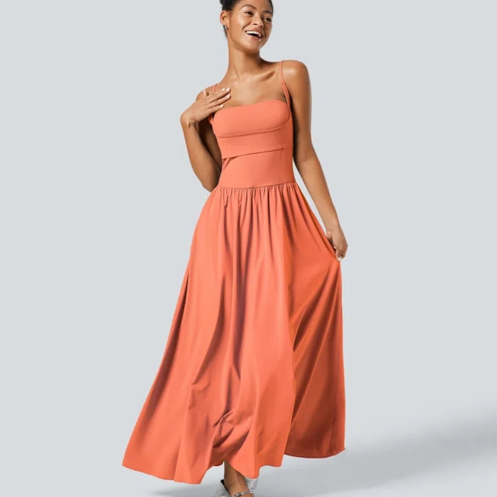Elegant Coral Maxi Dress